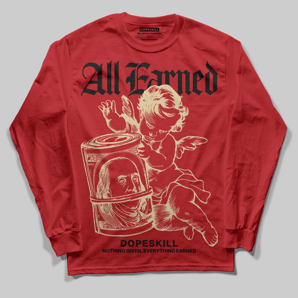 Red Collection superstreetwear Long Sleeve T-Shirt All Earned Graphic