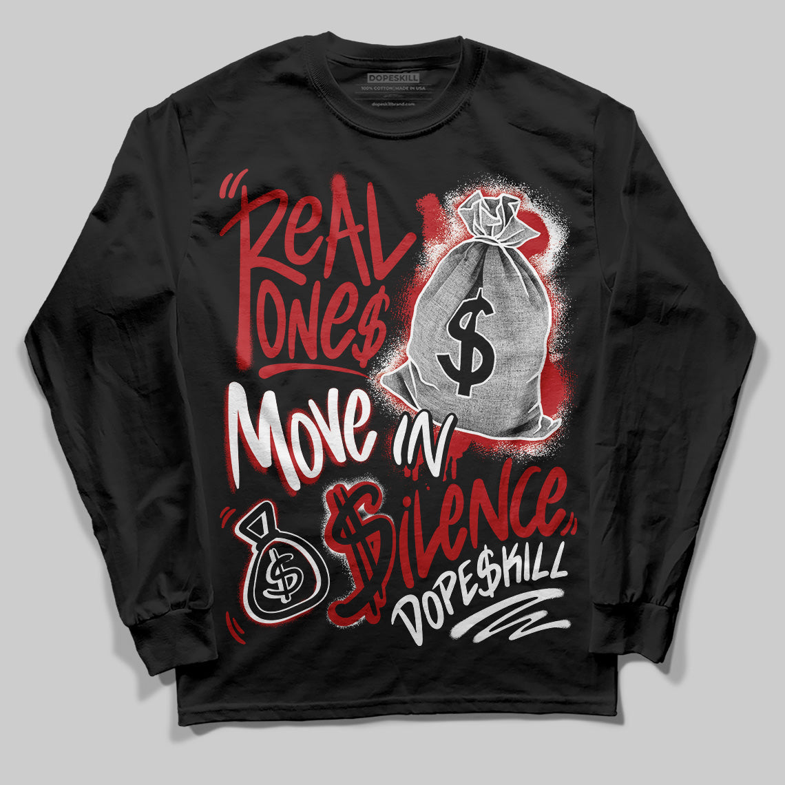 Flu Game 12s superstreetwear Long Sleeve T-Shirt Real Ones Move In Silence Graphic