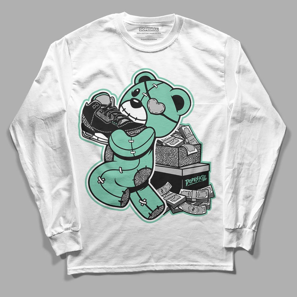 Green Glow 3s superstreetwear Long Sleeve T-Shirt Bear Steals Sneaker Graphic