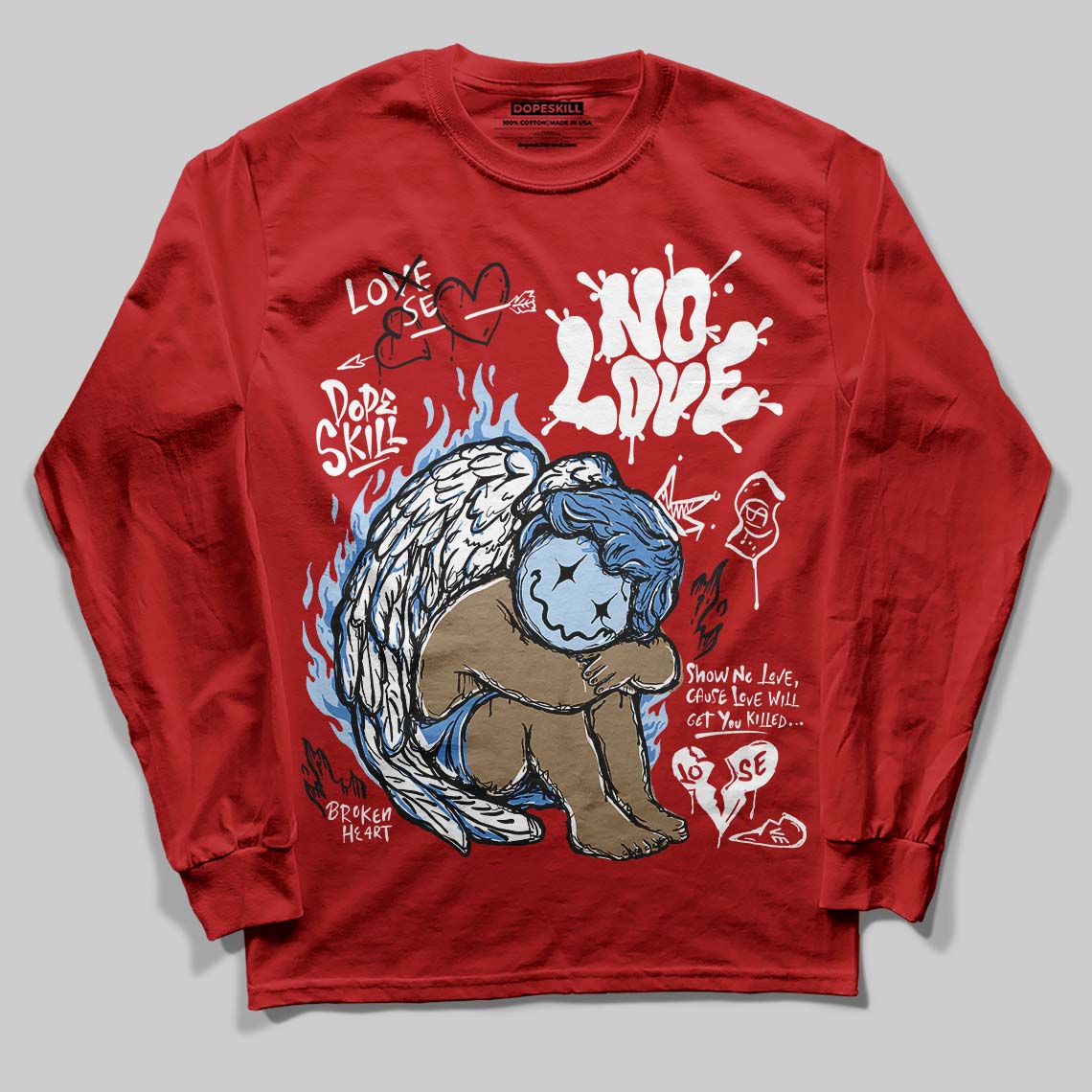 Cherry 11s superstreetwear Long Sleeve T-Shirt No Love Graphic