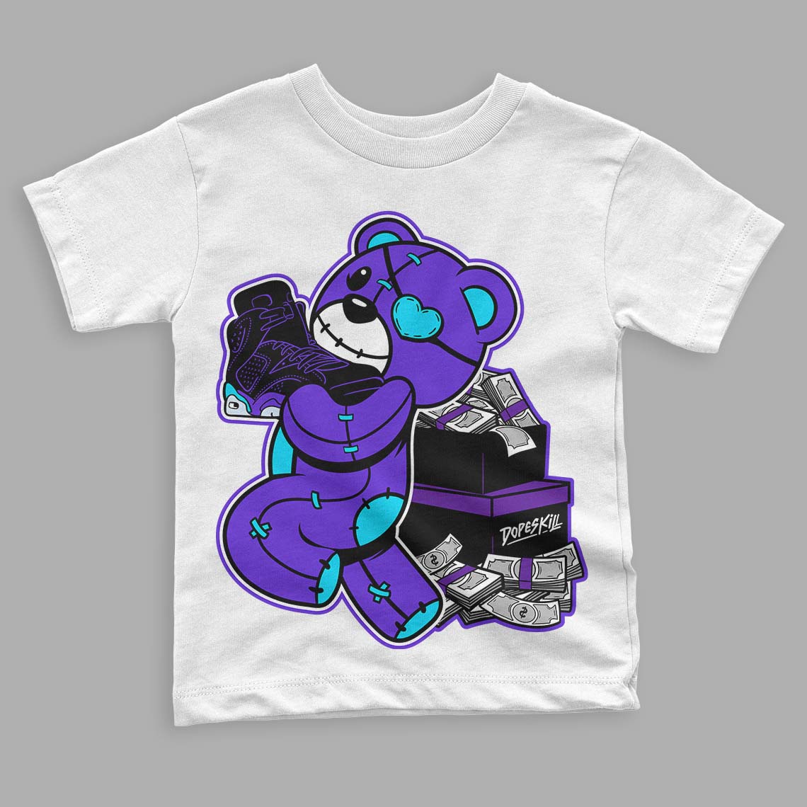 Aqua 6s superstreetwear Toddler Kids T-shirt Bear Steals Sneaker Graphic