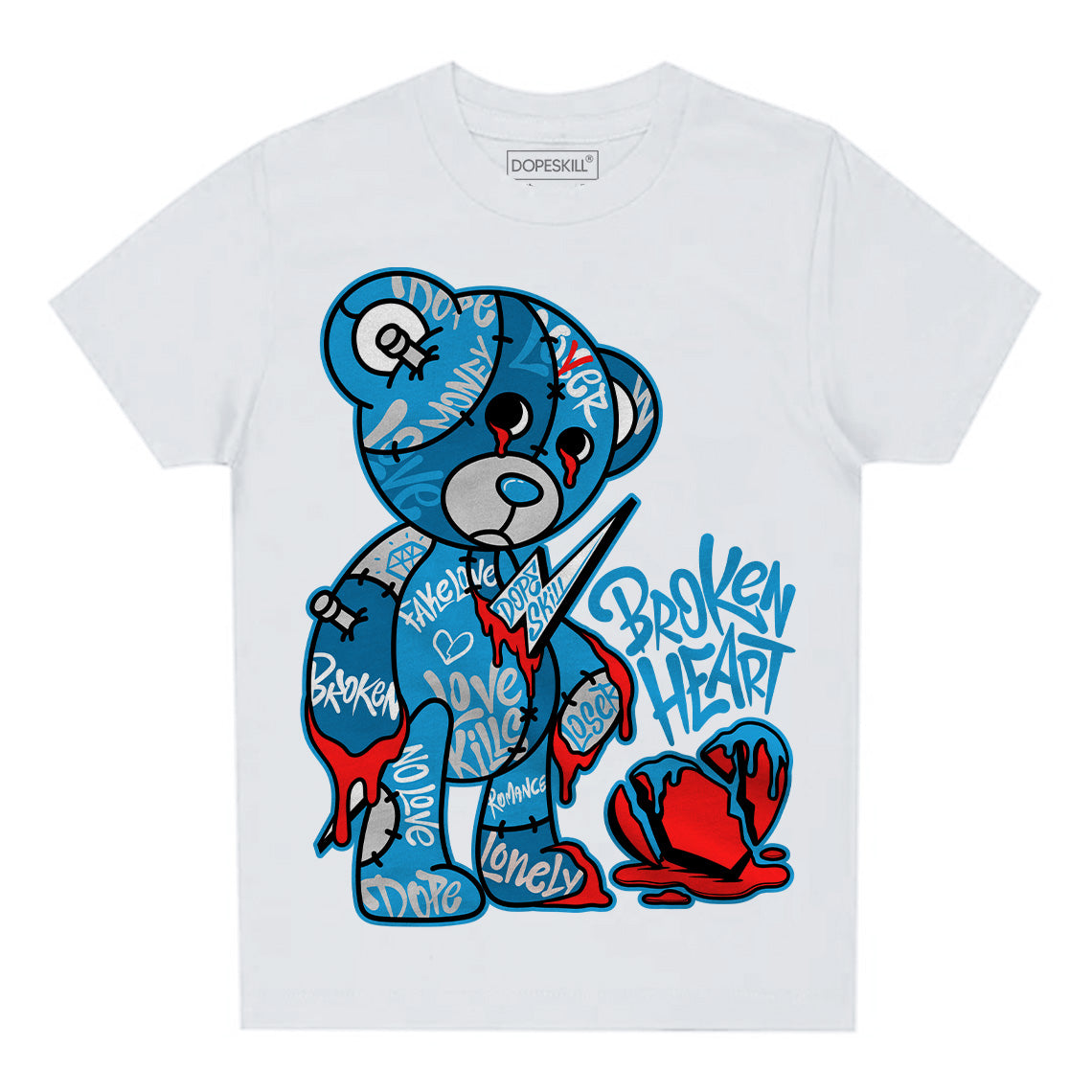 Military Blue 4s superstreetwear Toddler Kids T-shirt Broken Heart Graphic