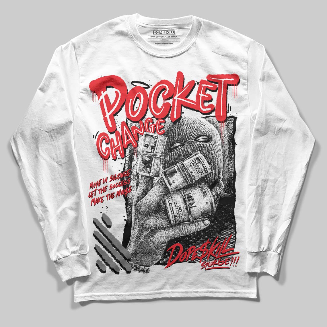 Grey Collection superstreetwear Long Sleeve T-Shirt Pocket Change Graphic