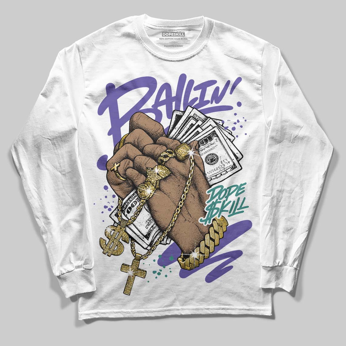 Grape 5s superstreetwear Long Sleeve T-Shirt Always Ballin' Graphic