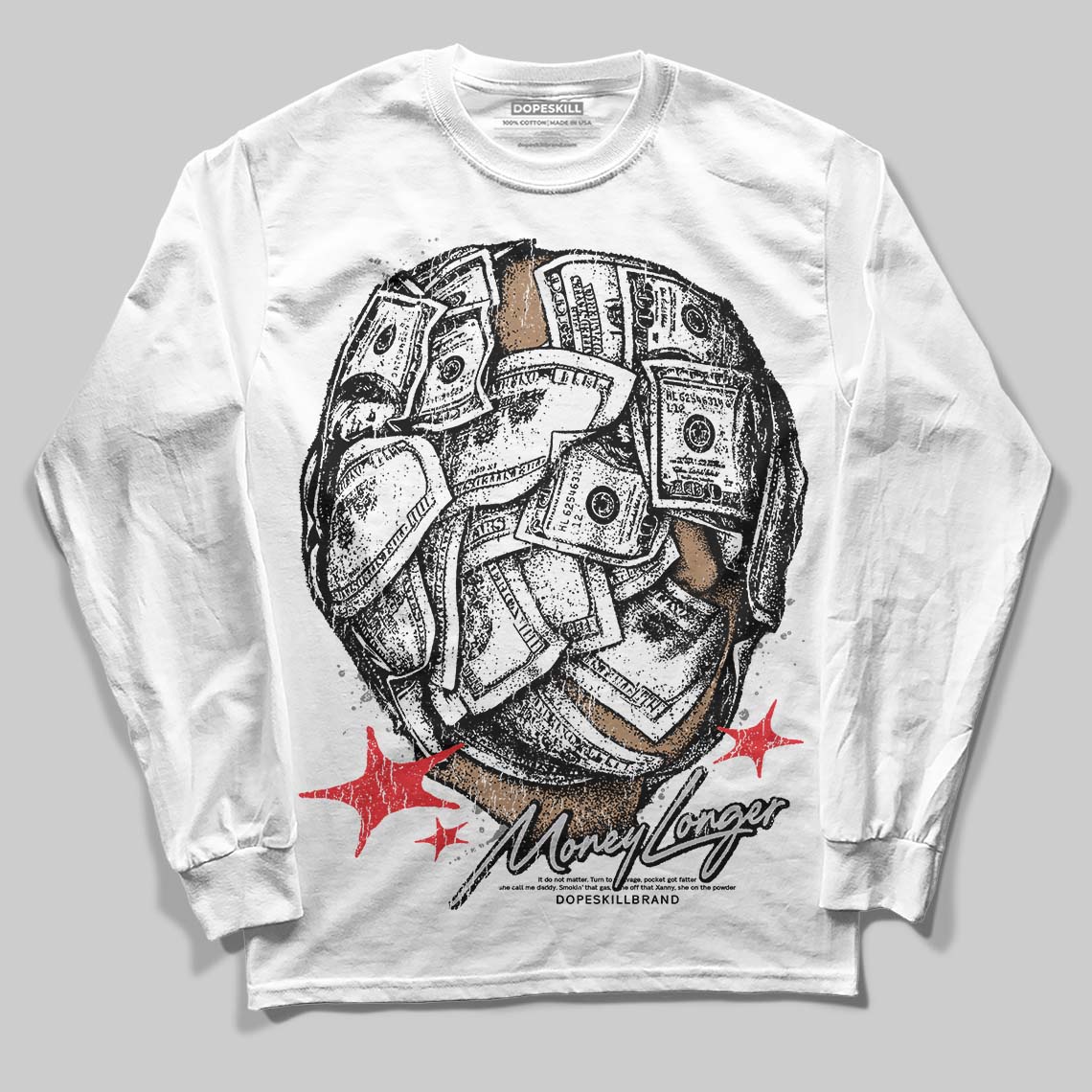 Grey Collection superstreetwear Long Sleeve T-Shirt Money Longer Graphic