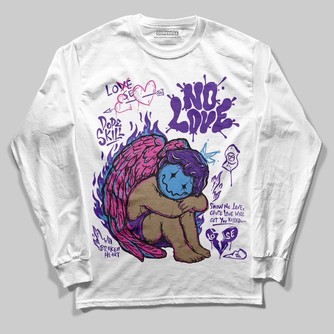 PURPLE Collection superstreetwear Long Sleeve T-Shirt No Love Graphic