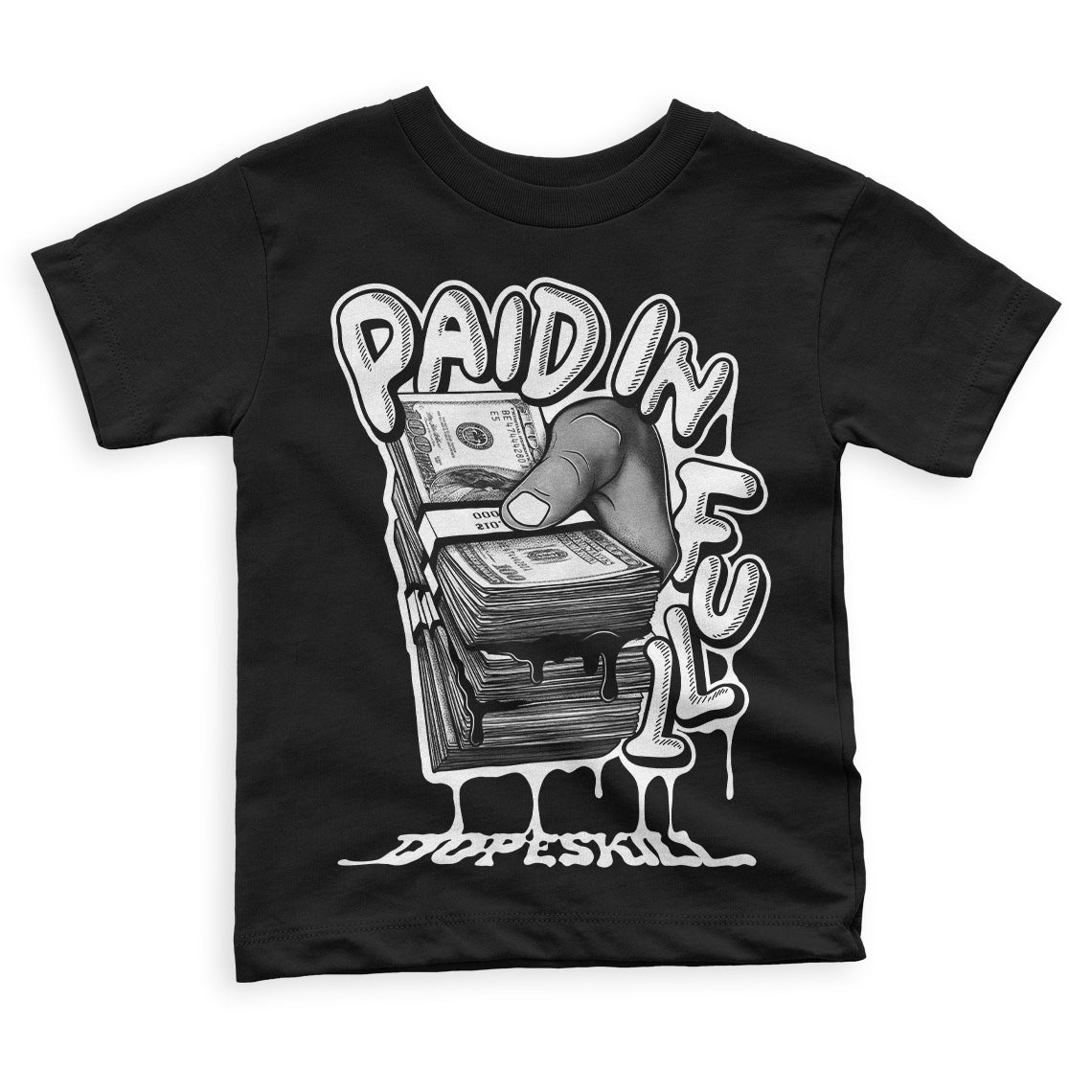 Panda White Black Dunk Low superstreetwear Toddler Kids T-shirt Paid In Full Graphic