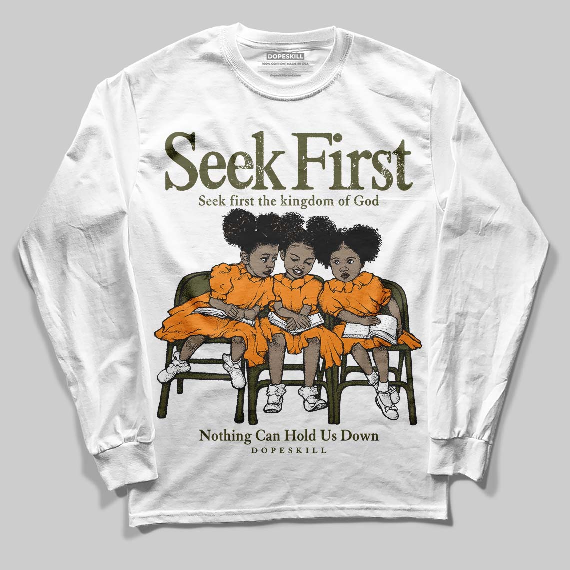 Olive Collection superstreetwear Long Sleeve T-Shirt New Seek First Graphic