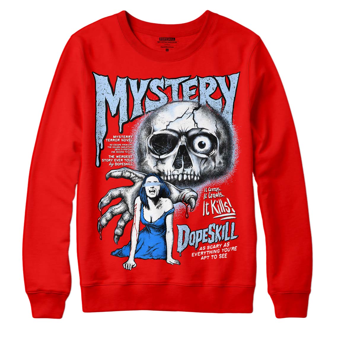 Cherry 11s superstreetwear Varsity Red Sweatshirt Mystery Ghostly Grasp Graphic