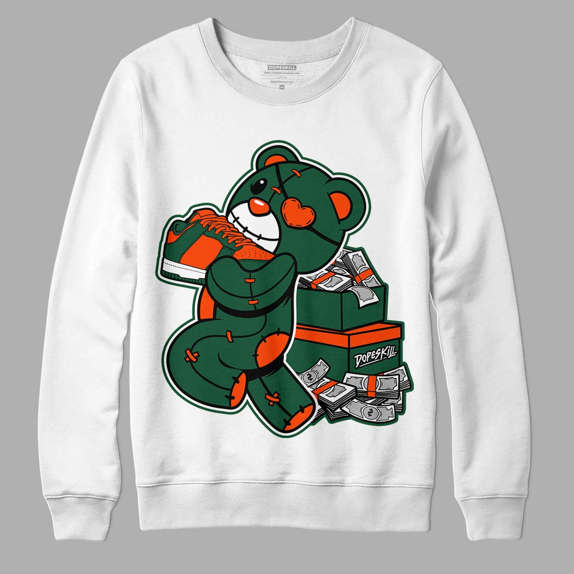 Dunk Low Team Dark Green Orange superstreetwear Sweatshirt Bear Steals Sneaker Graphic