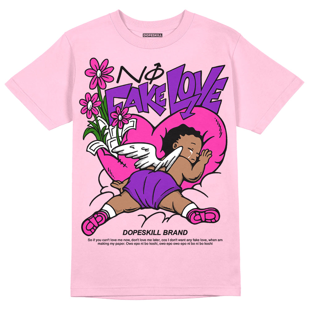 Pink Collection superstreetwear Pink T-shirt No Fake Love Graphic