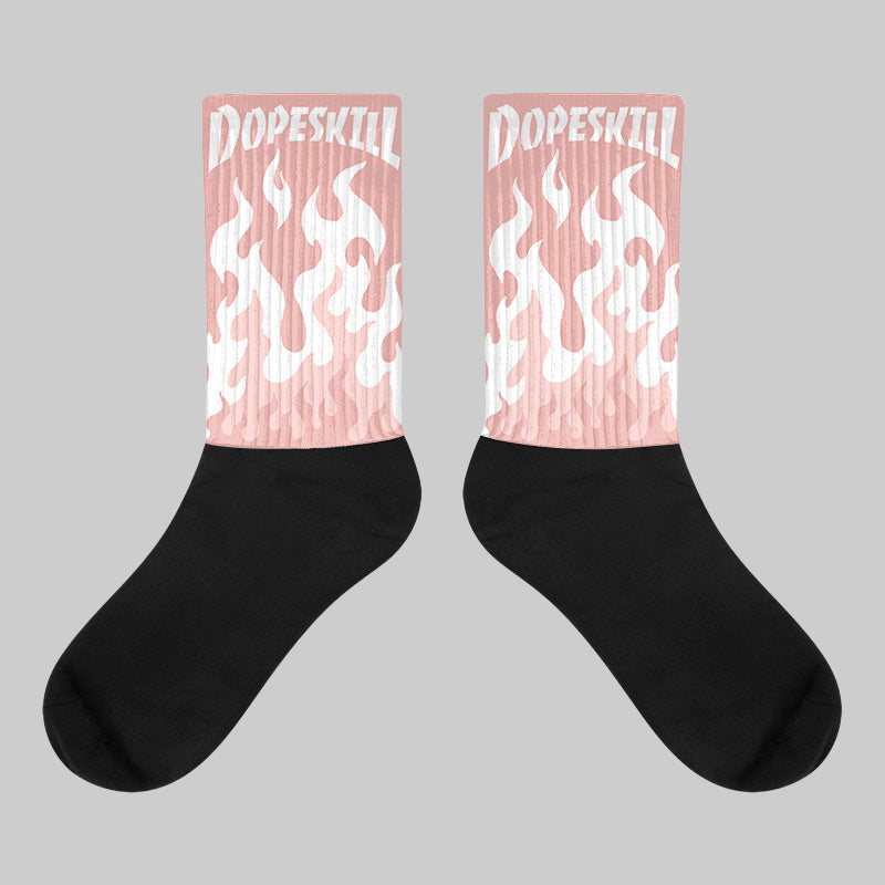 Leather Curb Glitter Pale Pink superstreetwear Sublimated Socks FIRE Graphic