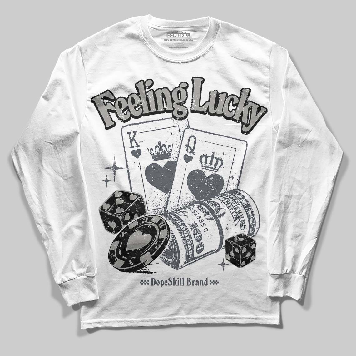 Cool Grey 11s superstreetwear Long Sleeve T-Shirt Feeling Lucky Graphic