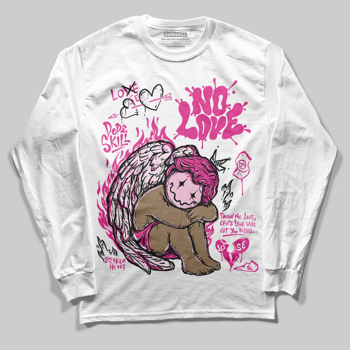 Pink Collection superstreetwear Long Sleeve T-Shirt No Love Graphic