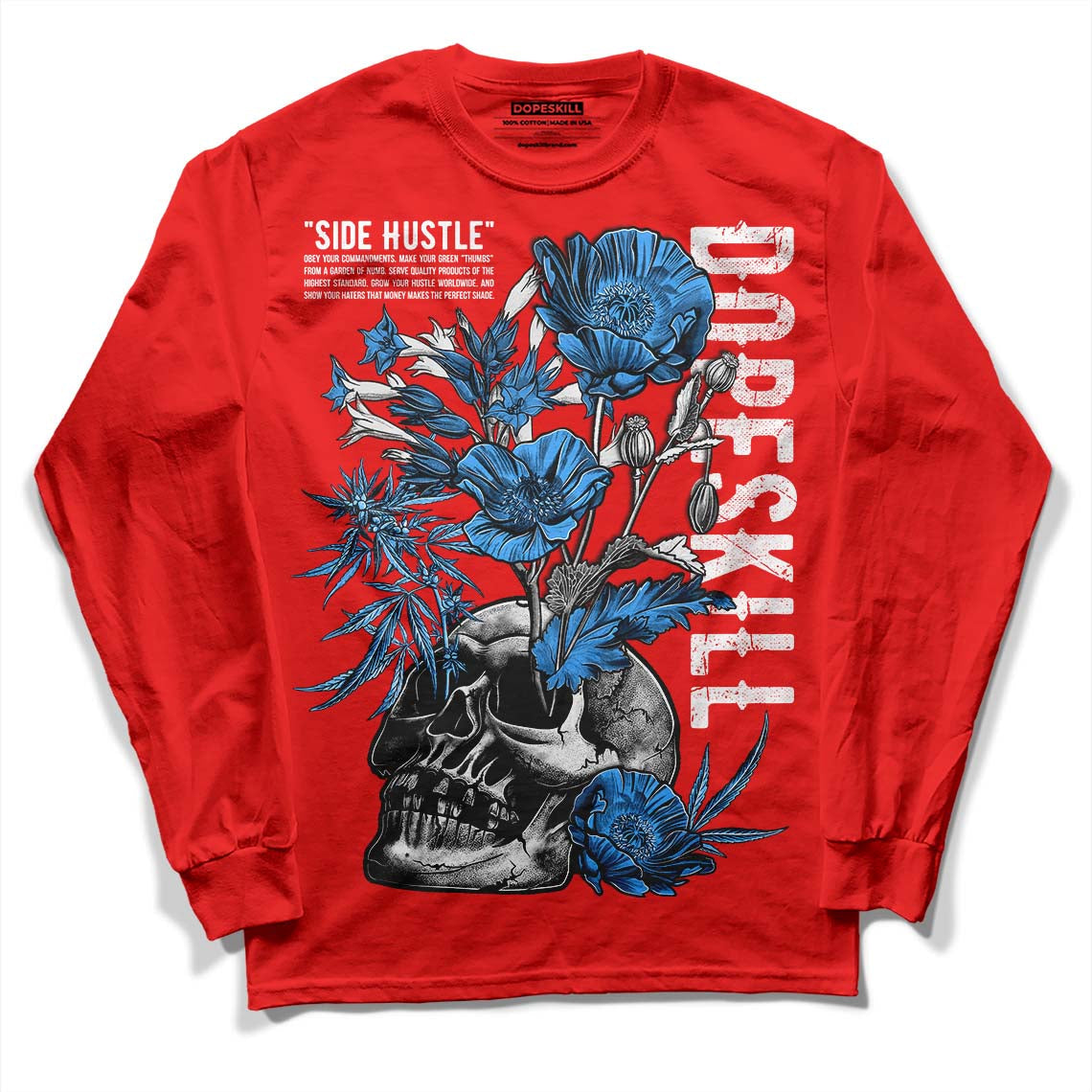 Cherry 11s DopeSkill Varsity Red Long Sleeve T-Shirt Side Hustle Graphic