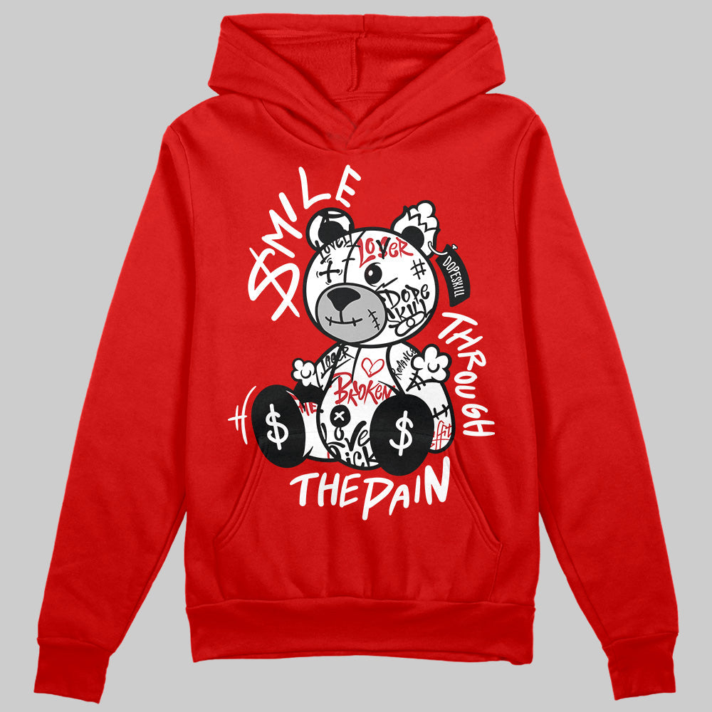 Bred Velvet 11s superstreetwear Red Hoodie Sweatshirt Smile Through The Pain Graphic