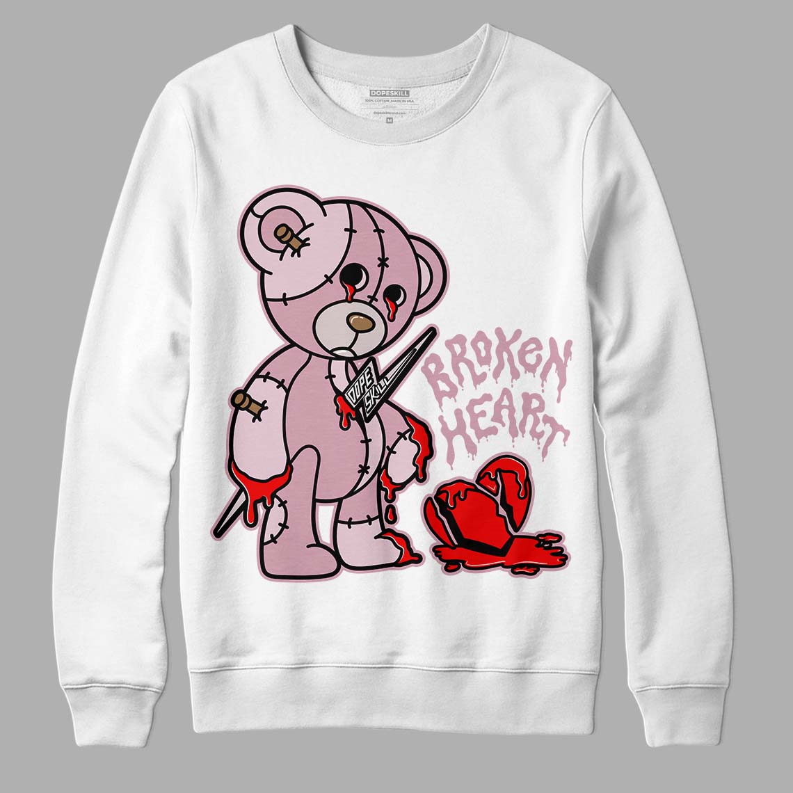 Dunk Low Teddy Bear Pink superstreetwear Sweatshirt Broken Heart Graphic
