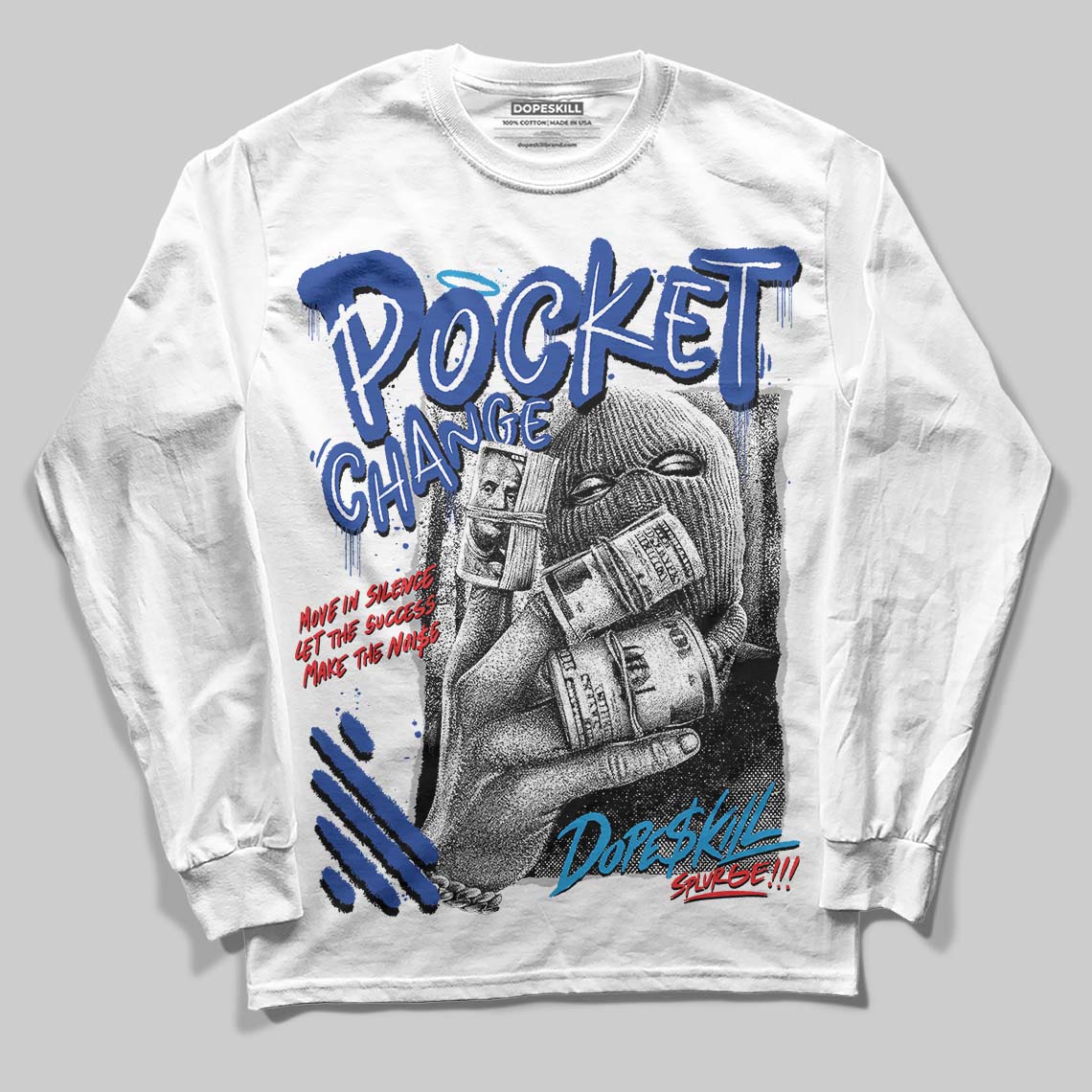 Royal Blue Collection superstreetwear Long Sleeve T-Shirt Pocket Change Graphic