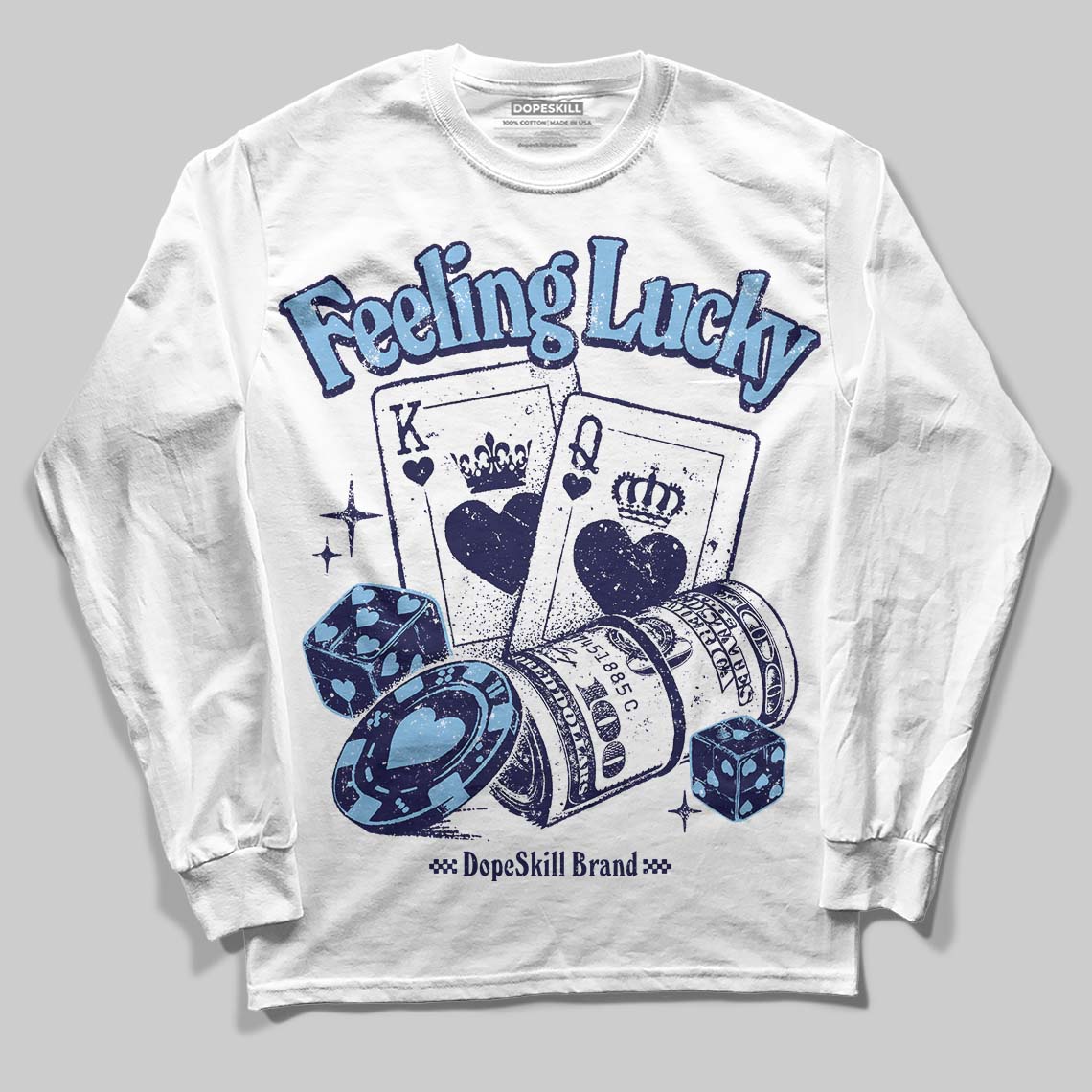 University Blue Collection superstreetwear Long Sleeve T-Shirt Feeling Lucky Graphic