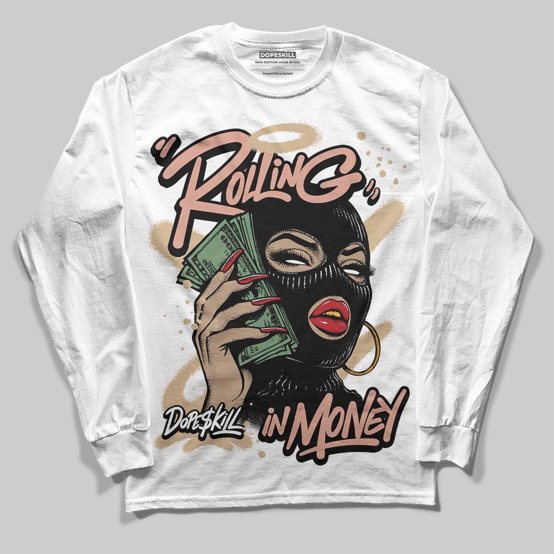 TAN Collection superstreetwear Long Sleeve T-Shirt Rolling in Money Graphic