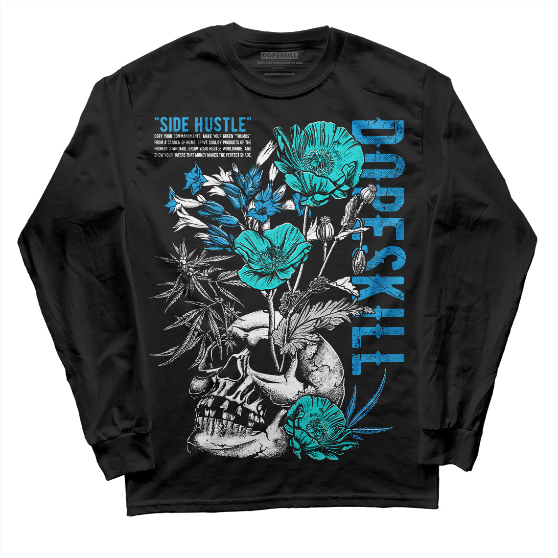 Military Blue 4s superstreetwear Long Sleeve T-Shirt Side Hustle Graphic