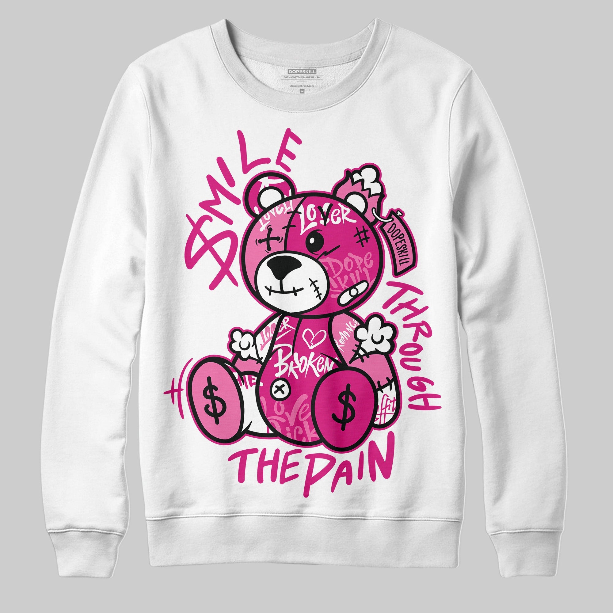 Rick RO Pink Leather Sneakers superstreetwear Sweatshirt Smile Through The Pain Graphic