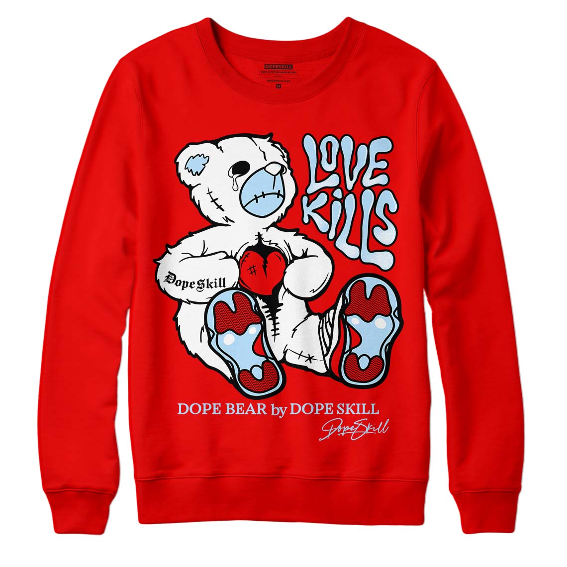 Cherry 11s superstreetwear Varsity Red Sweatshirt Love Kills Graphic