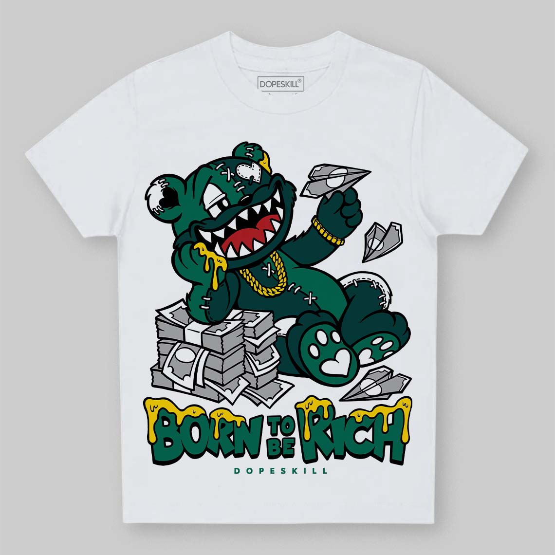 Oxidized Green 4s superstreetwear Toddler Kids T-shirt Born To Be Rich Graphic