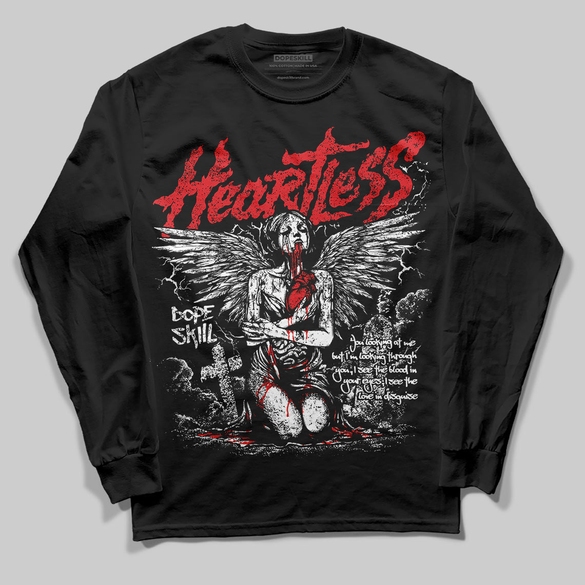 Red Cement 4S superstreetwear Long Sleeve T-Shirt Heartless Graphic