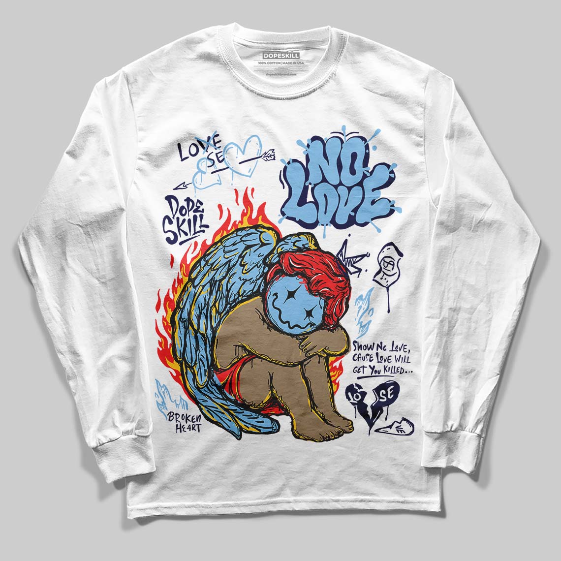 University Blue Collection superstreetwear Long Sleeve T-Shirt No Love Graphic