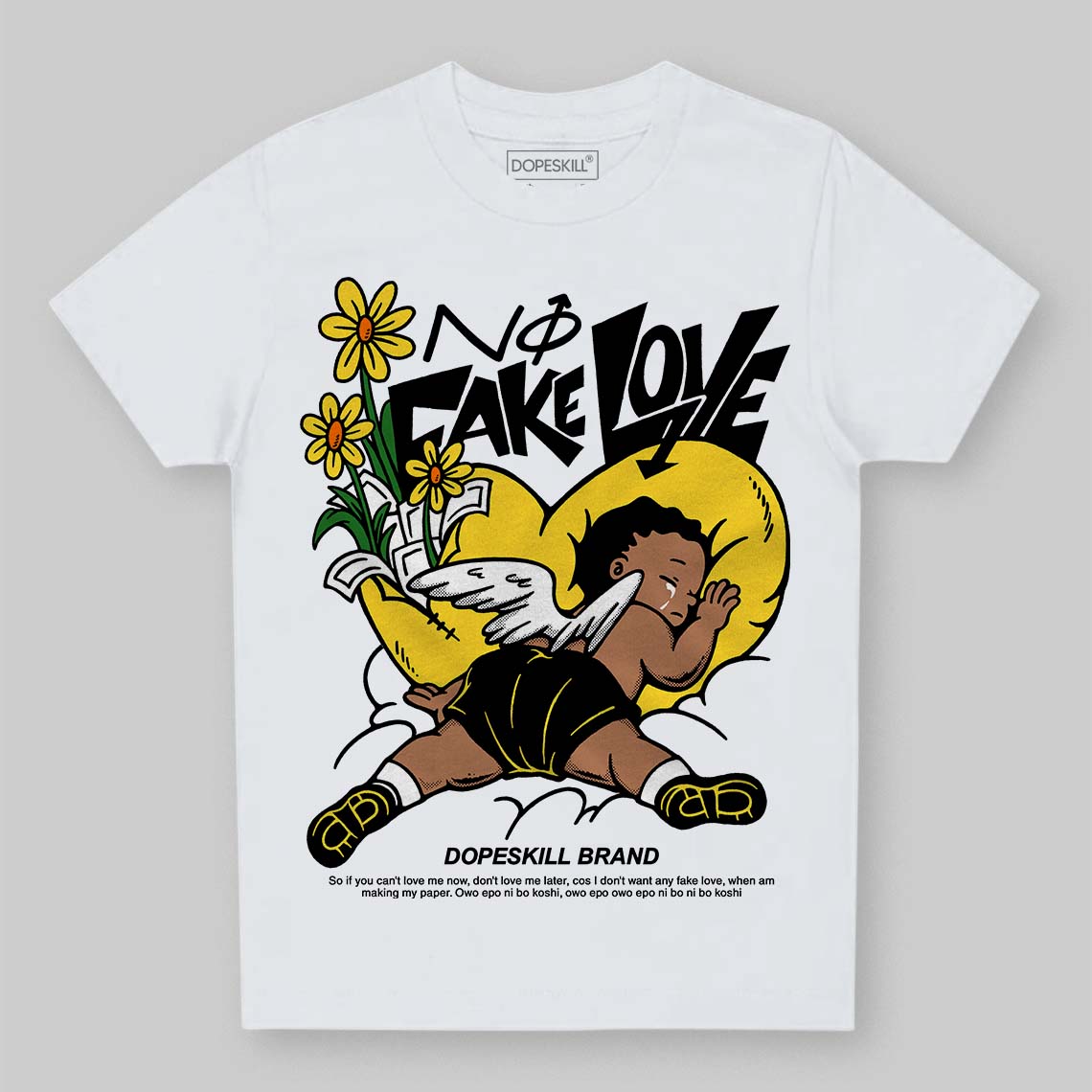 Black Tour Yellow AJ 4 Thunder superstreetwear Toddler Kids T-shirt No Fake Love Graphic