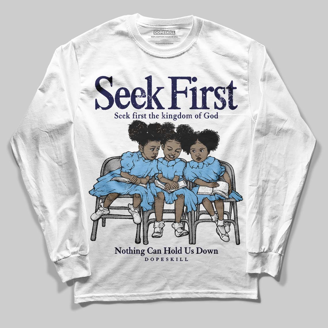 University Blue Collection superstreetwear Long Sleeve T-Shirt New Seek First Graphic