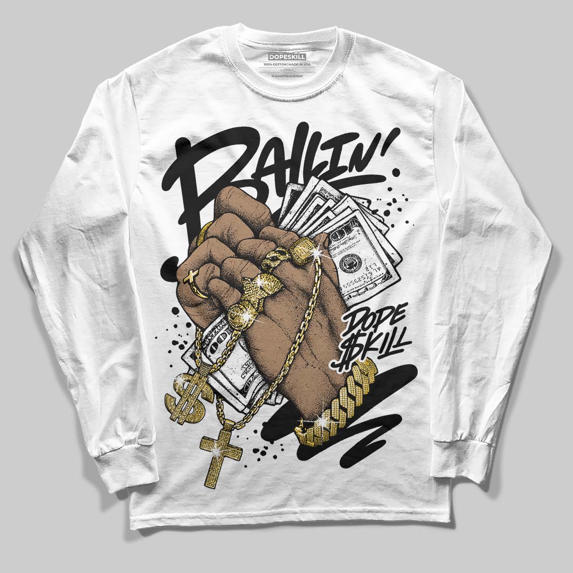 Black and White Collection superstreetwear Long Sleeve T-Shirt Always Ballin' Graphic