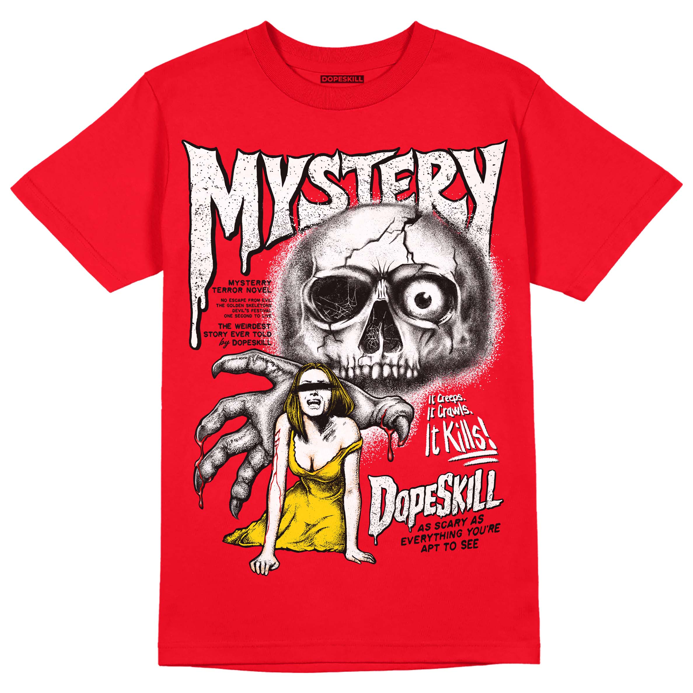 Red Thunder 4s superstreetwear Red T-shirt Mystery Ghostly Grasp Graphic