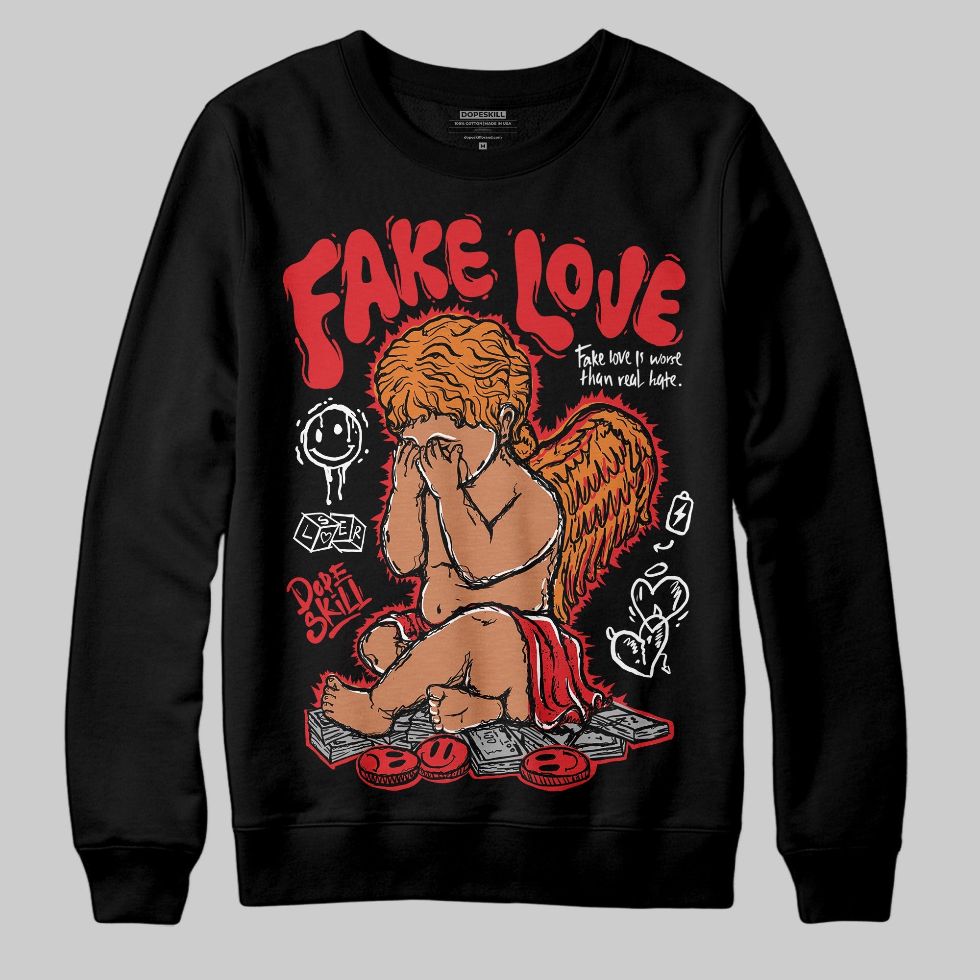 Red Cement 4S superstreetwear Sweatshirt False Love Graphic