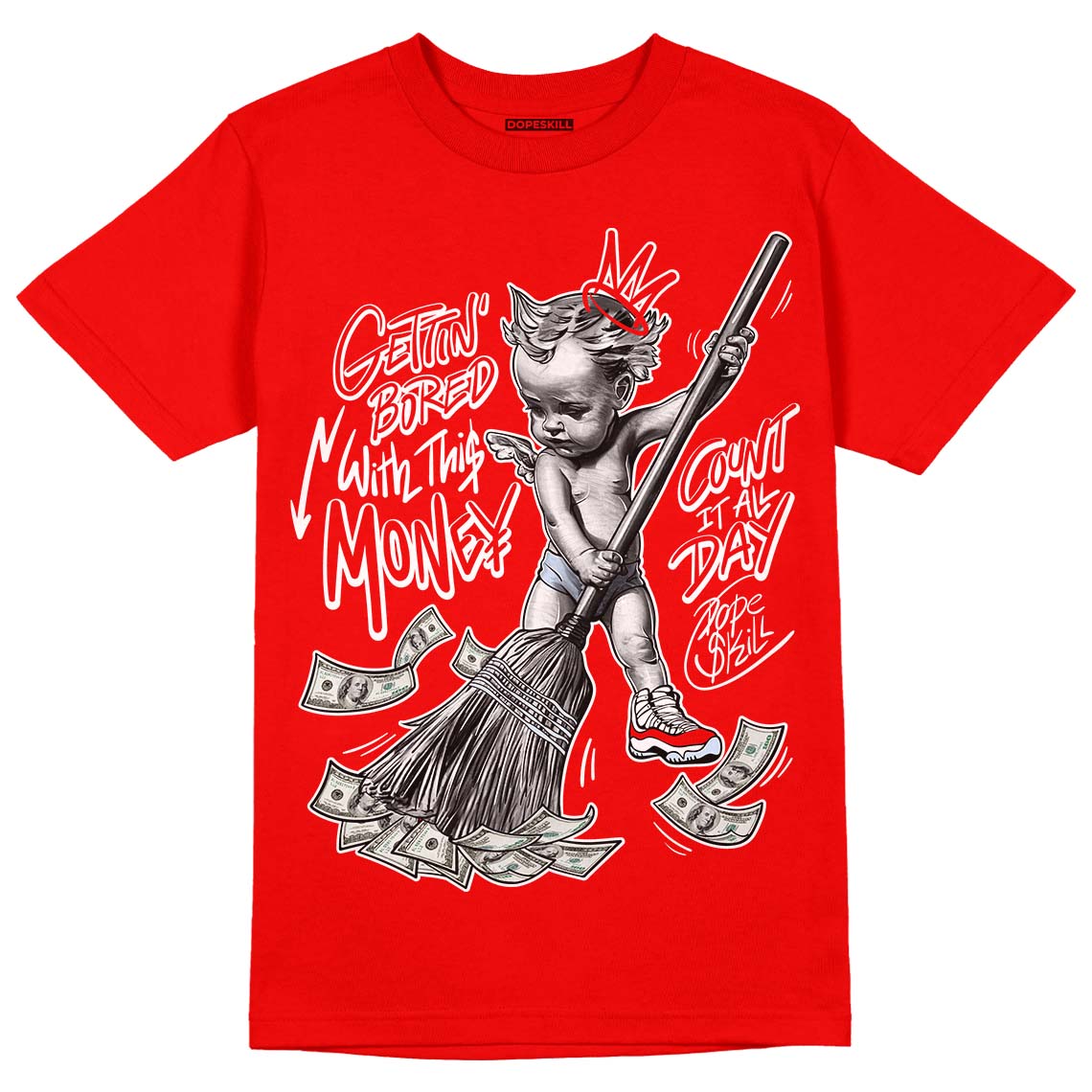 Cherry 11s superstreetwear Varsity Red T-shirt Gettin Bored With This Money Graphic