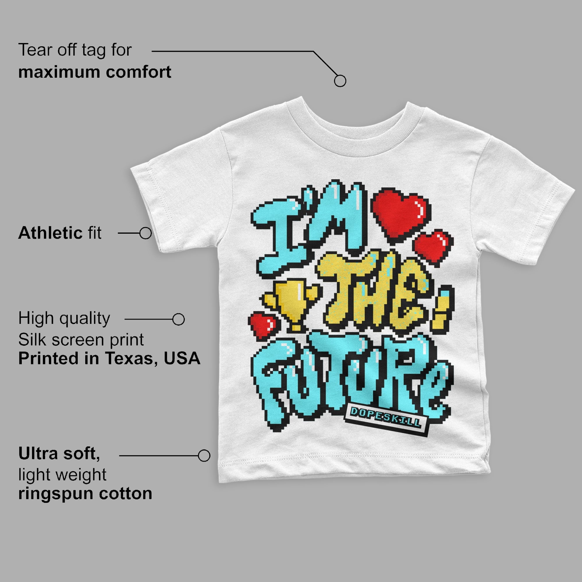 Aqua 5s superstreetwear Toddler Kids T-shirt I'm The Future Graphic