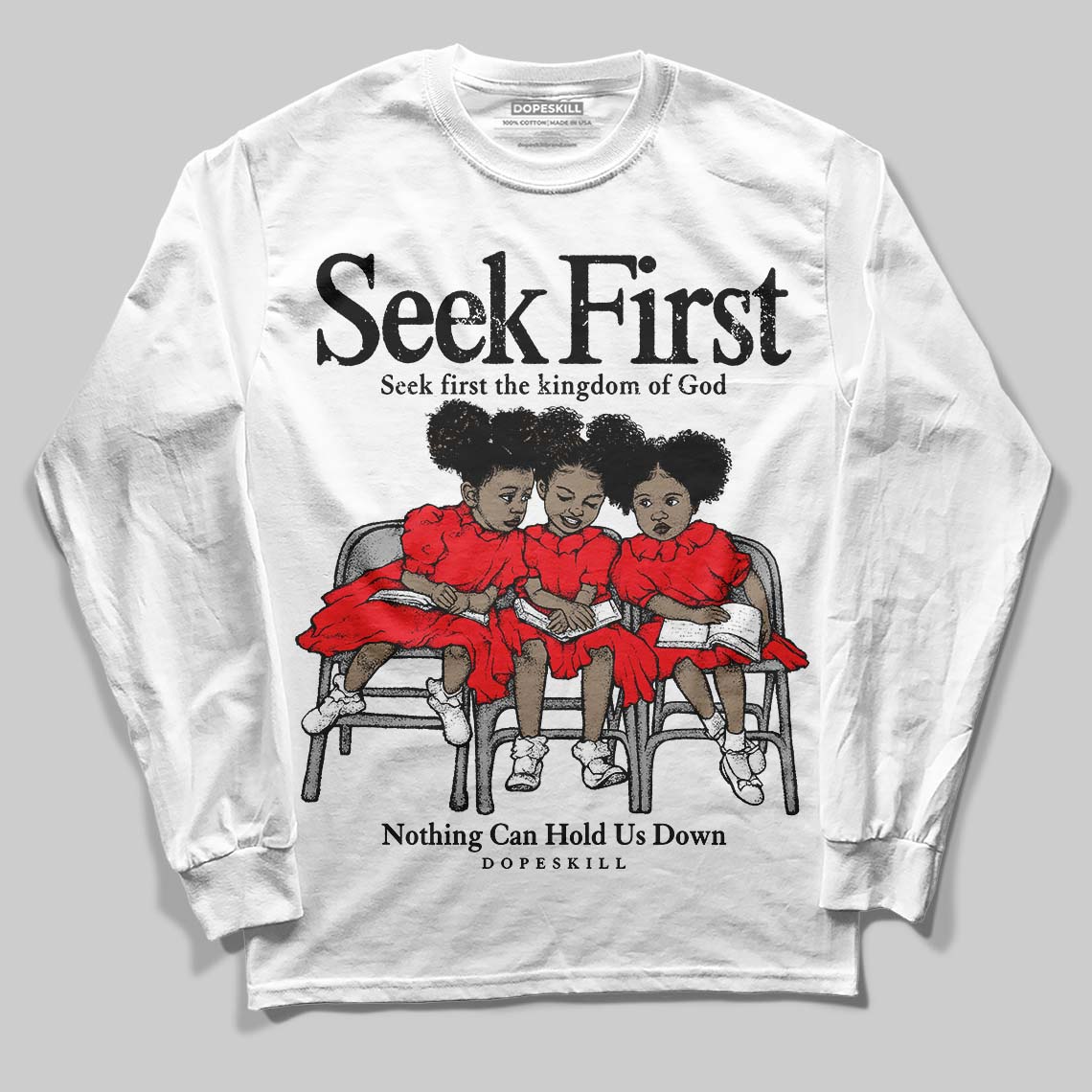 Red Collection superstreetwear Long Sleeve T-Shirt New Seek First Graphic