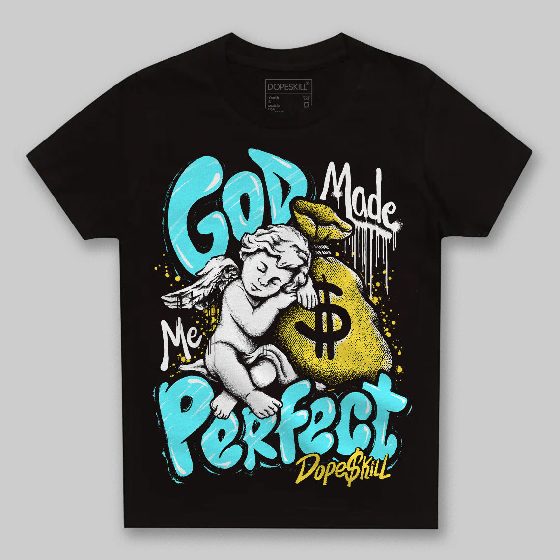 Aqua 5s superstreetwear Toddler Kids T-shirt God Made Me Perfect Graphic