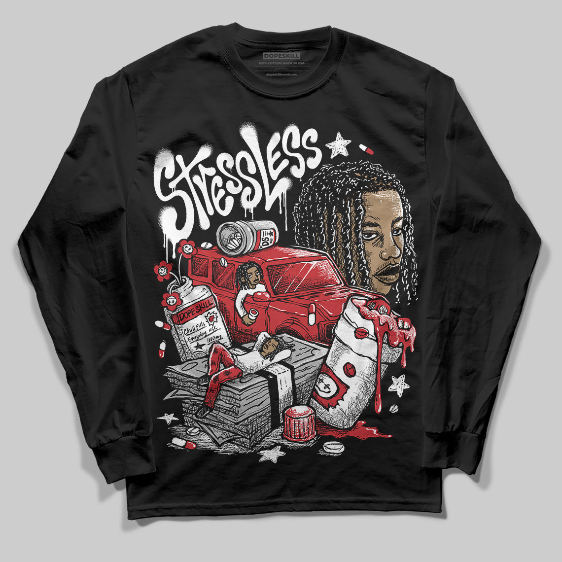Bred 11s superstreetwear Long Sleeve T-Shirt Stressless Graphic