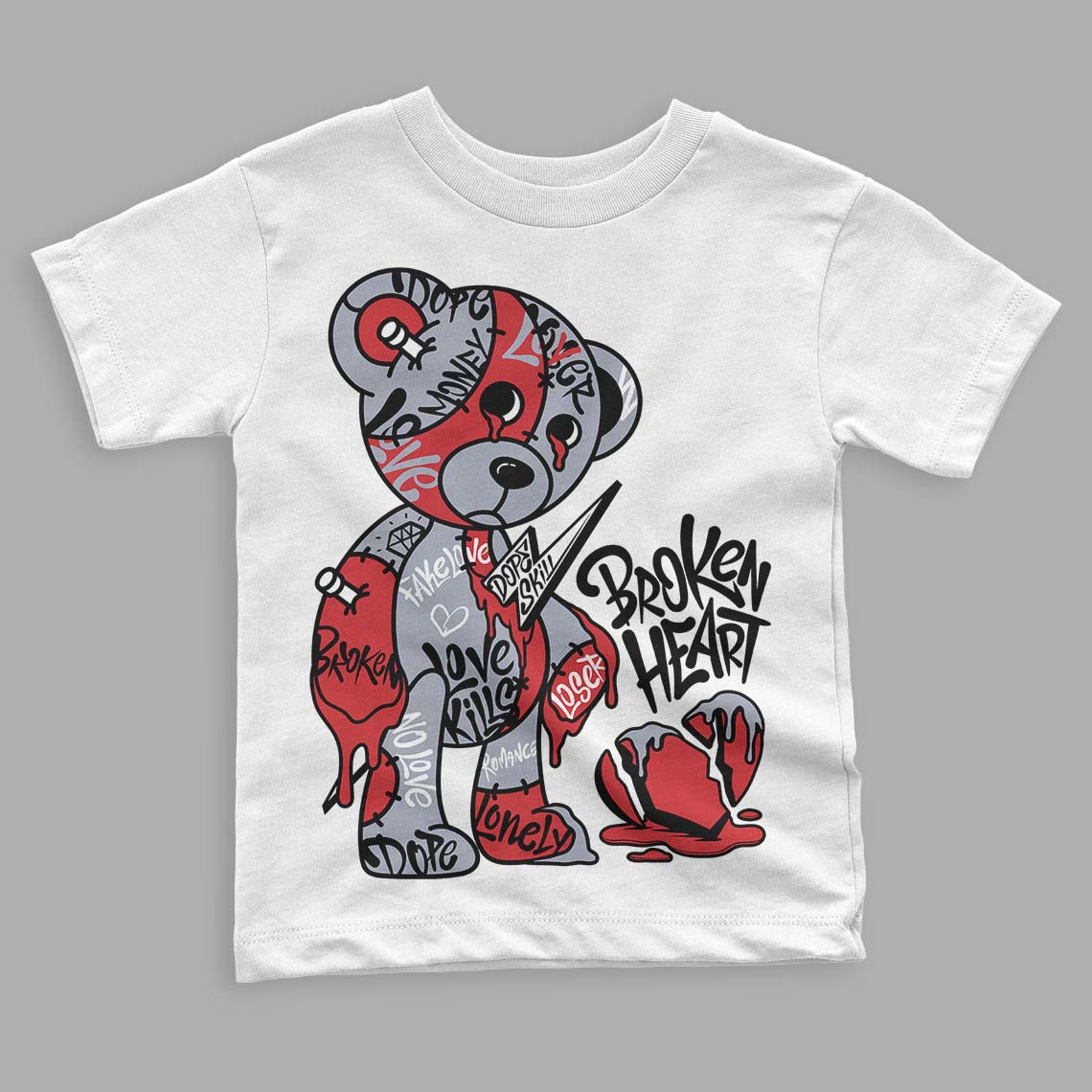 Bred Reimagined 4s superstreetwear Toddler Kids T-shirt Broken Heart Graphic