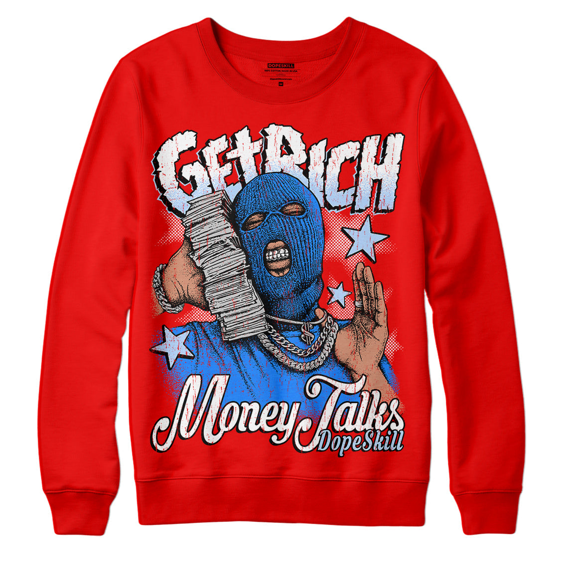 Cherry 11s superstreetwear Varsity Red Sweatshirt Get Rich Graphic