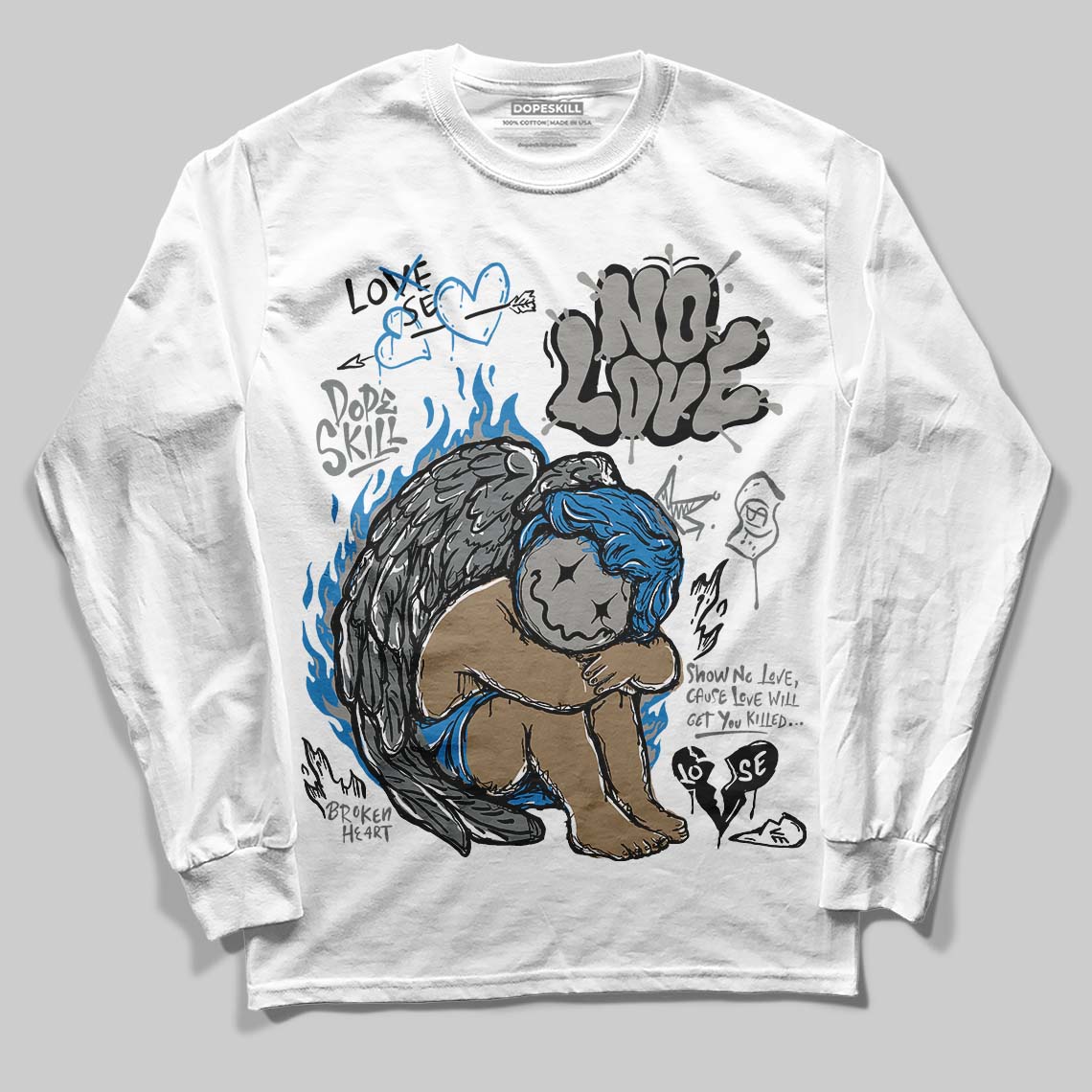 Cool Grey 9s superstreetwear Long Sleeve T-Shirt No Love Graphic