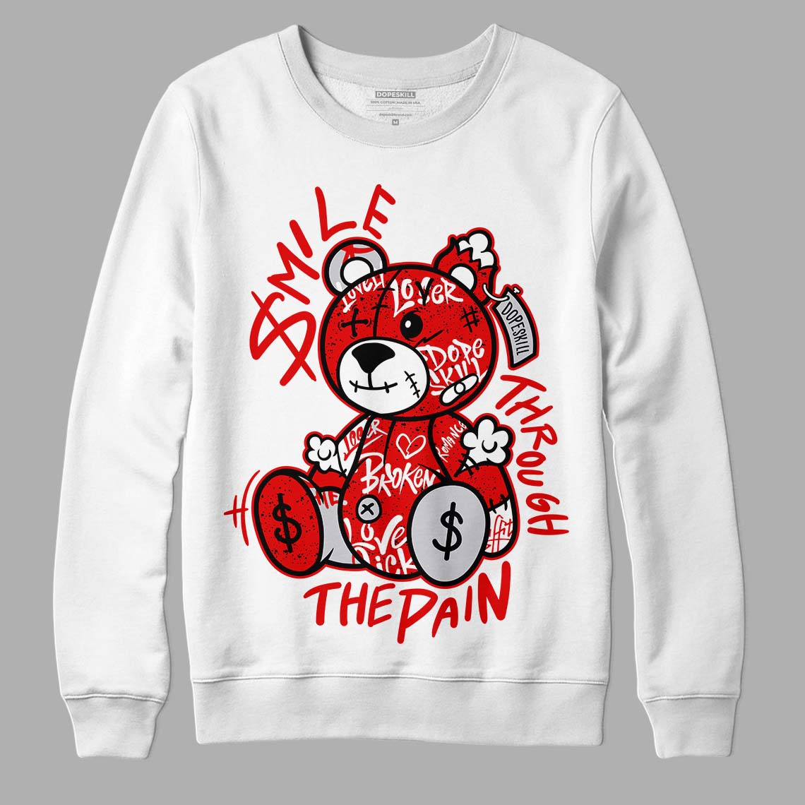 Red Cement 4S superstreetwear Sweatshirt Smile Through The Pain Graphic