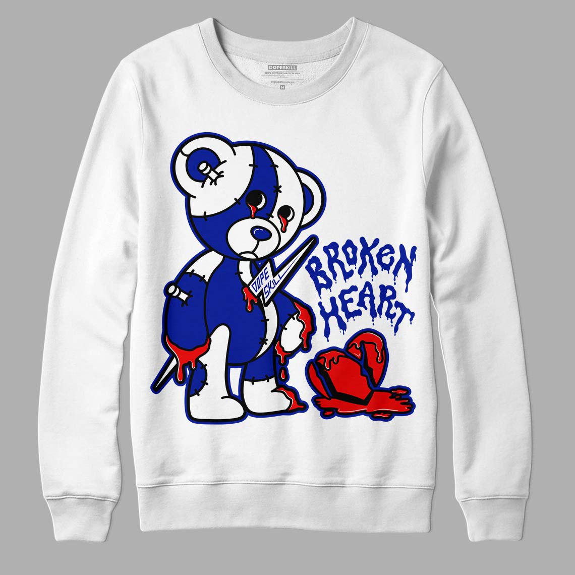 Racer Blue White Dunk Low superstreetwear Sweatshirt Broken Heart Graphic