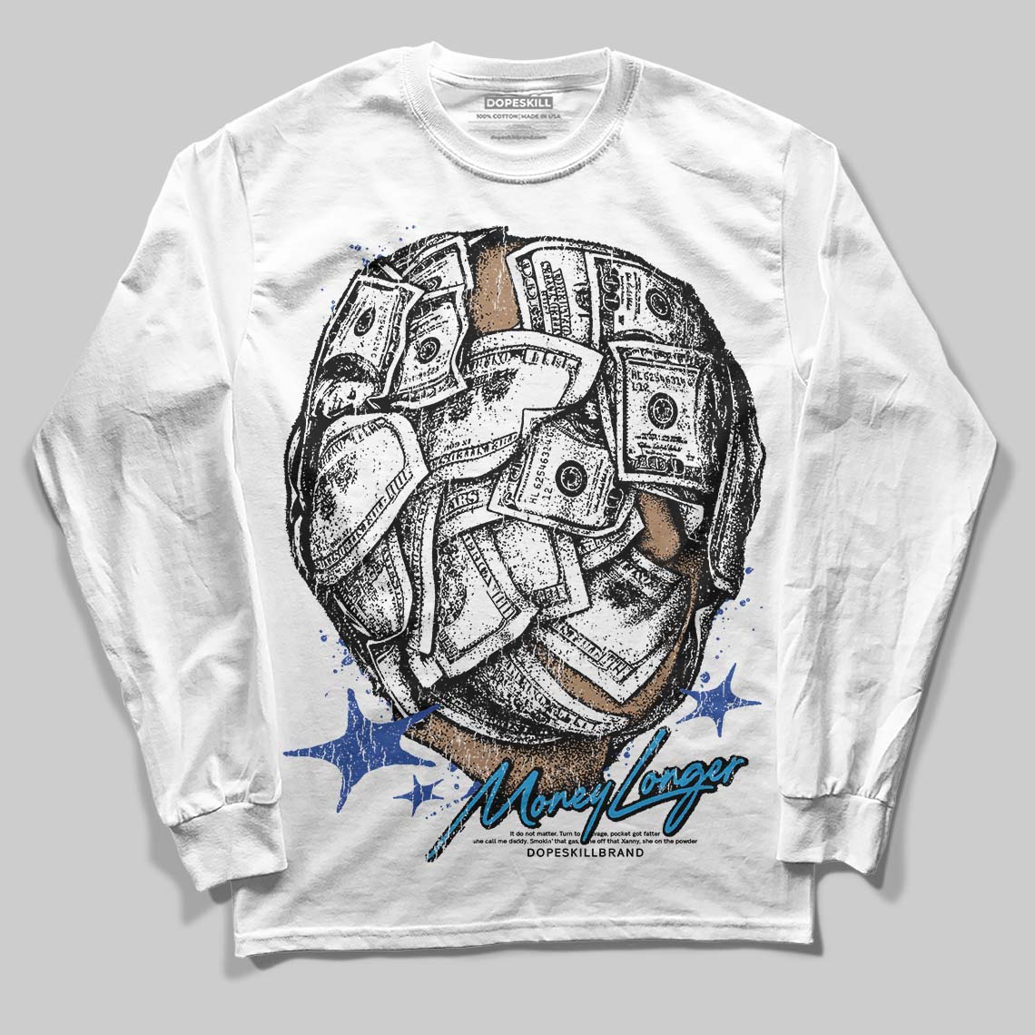 Royal Blue Collection superstreetwear Long Sleeve T-Shirt Money Longer Graphic