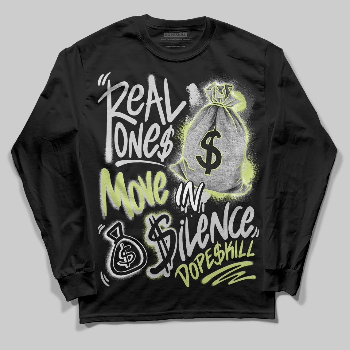 Light Lemon Twist 4s superstreetwear Long Sleeve T-Shirt Real Ones Move In Silence Graphic