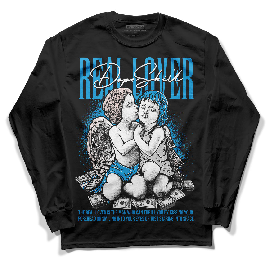 Military Blue 4s superstreetwear Long Sleeve T-Shirt Real Lover Graphic
