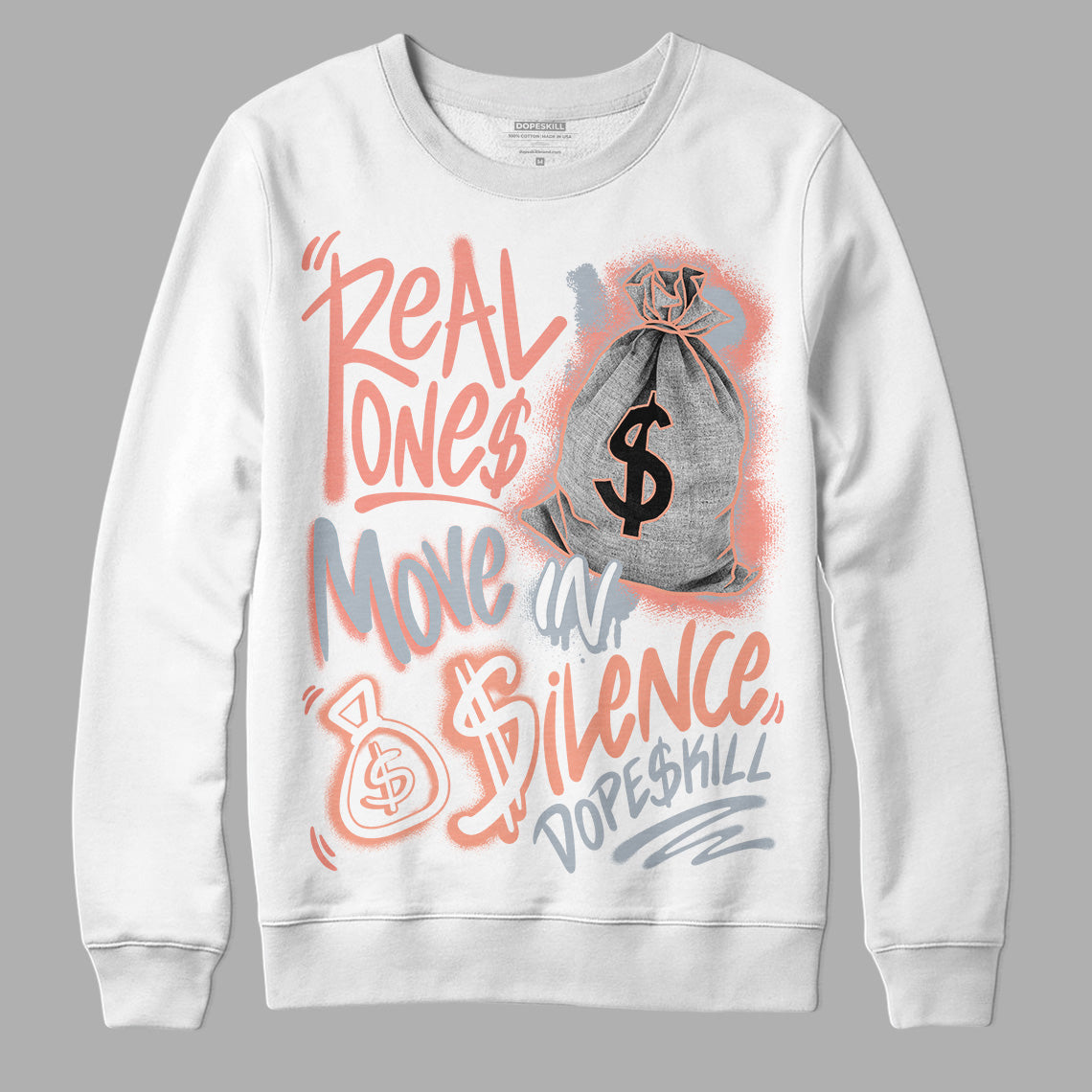 Crimson Bliss 5s superstreetwear Sweatshirt Real Ones Move In Silence Graphic