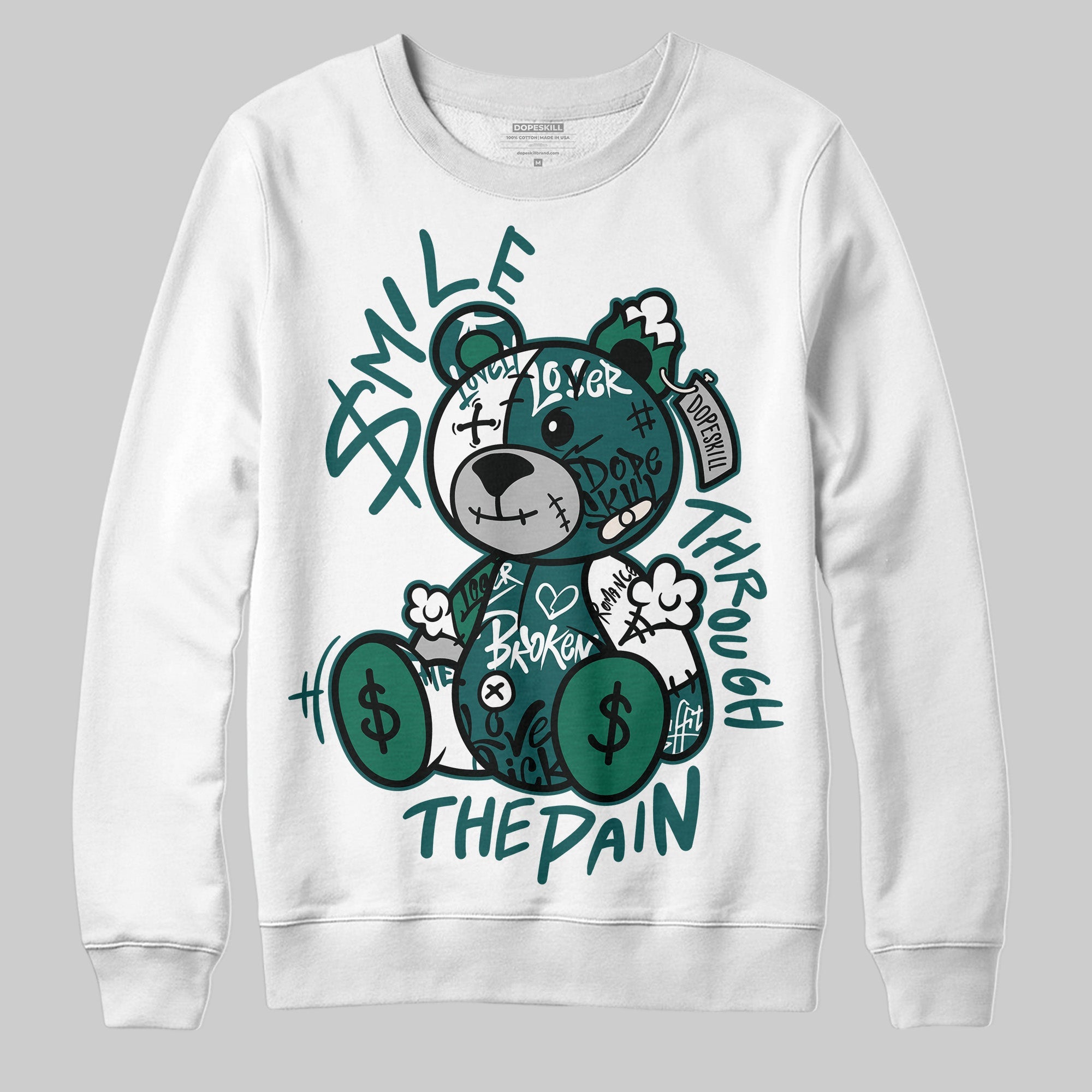 Gel 1130 White Dark Neptune superstreetwear Sweatshirt Smile Through The Pain Graphic
